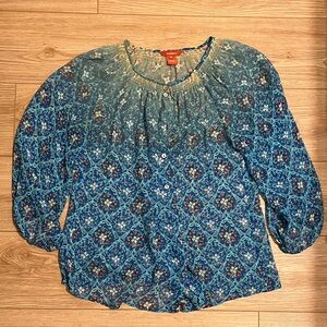 Sundance floral silk ombré peasant blouse
